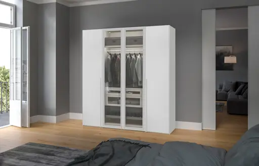 Drehtürenschrank JOIN IT- B ca. 202 cm, Weiss, Glas