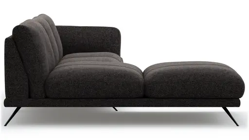 Ecksofa Valdemoro - Longchair mit 2,5-Sitzer rechts inkl. Rückenlehne verstellbar, Stoff, Anthrazit