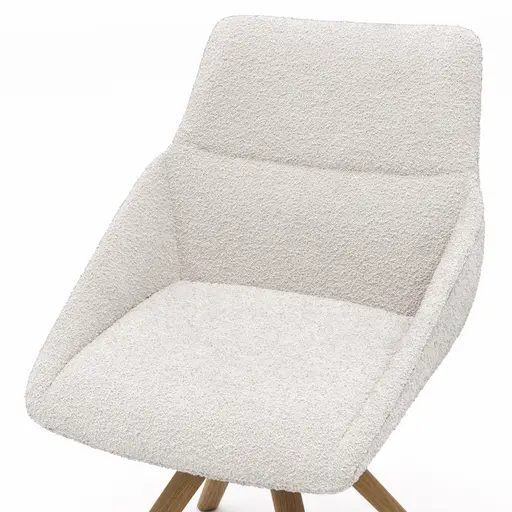 Stuhl Maluhia - mit niedriger Armlehne, drehbar, Stoff, Hellgrau