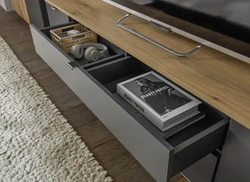 Lowboard- Anthrazit, Eiche Dekor