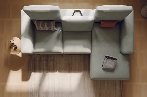Ecksofa Benissa - 2,5-Sitzer mit Longchair rechts inkl. Sitztiefe und Rückenlehne verstellbar, Stoff, Mint