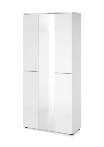 Garderobenschrank - B ca. 90 cm, Weiß, Spiegel