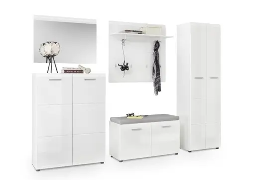 Schuhbank- Weiß, Weiß, Hochglanz