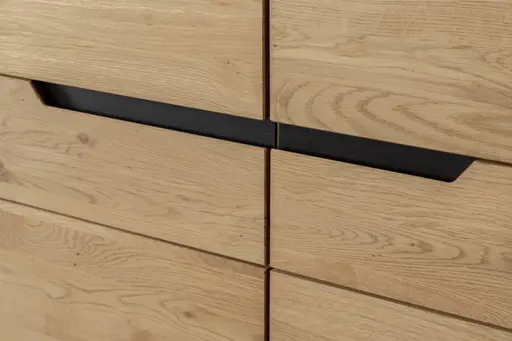 TV-Lowboard - B ca. 153 cm, Eiche Furnier geölt, Wildeiche massiv geölt