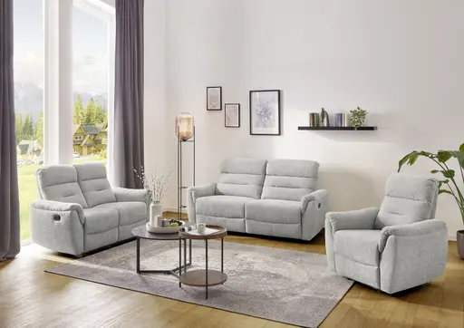 Sofa - 2,5-Sitzer, Relaxfunktion, Chenille, Hellgrau