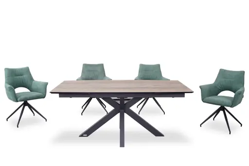 Armlehnstuhl MALEEN - drehbar, Stoff, Grün