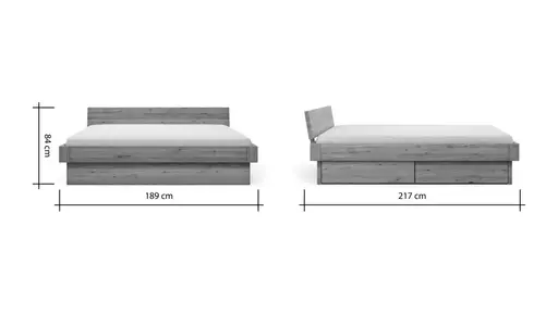 Bettgestell 1660 - Liegefläche ca. 180x200 cm, Wildeiche massiv, geölt
