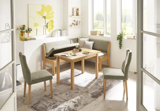 Eckbank EM Bregenz - mit Stauraum, Stellmaß ca. 183x143 cm, Stoff, Grün