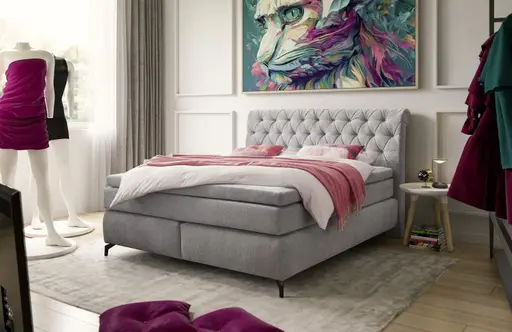 Boxspringbett JOLIN MIX- Liegefläche ca. 180x200 cm, Stoff Grau