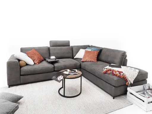 Ecksofa - 2-Sitzer mit Ecke rechts, Microfaser, Anthrazit
