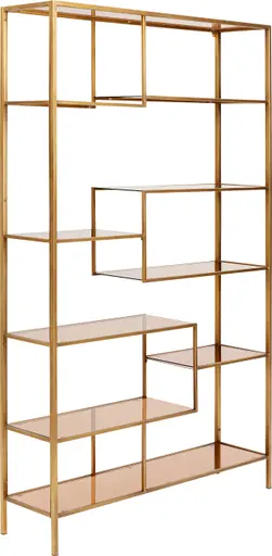 Regal- B ca. 115 cm, Stal, pulverbeschichtet, Goldfarben, Glas, gefärbt