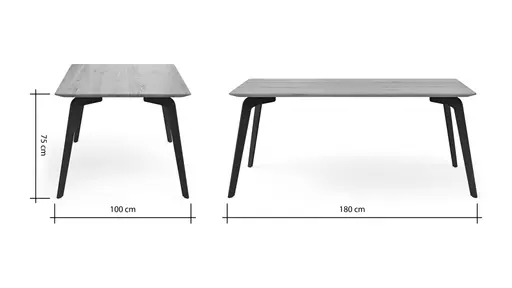 Esstisch Phoenix - LB ca. 180x100cm, Eiche geölt mit Epoxidharz dunkel