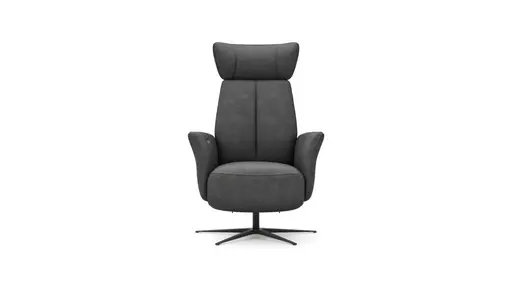 Drehsessel Aberdeen - Größe L, inkl. Relaxfunktion (motorisch), Kopfteil verstellbar, Stoff, Schwarz
