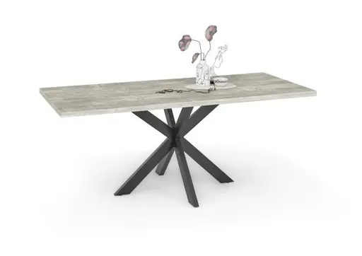 Esstisch - LB ca. 180x90 cm, Betonoptik, Schwarz