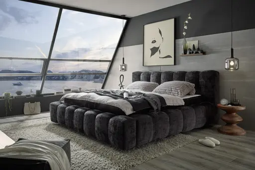 Polstergestell- Liegefläche ca. 180x200 cm, Stoff, Schwarz