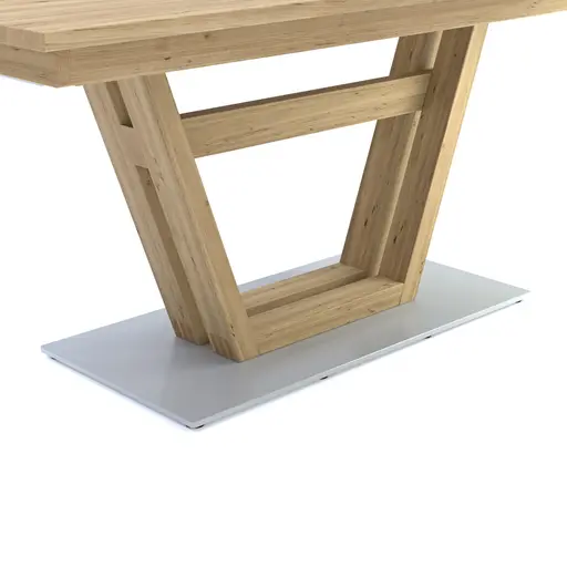 Esstisch Faro Plus - LB ca. 180x90 cm, Tisch verlängerbar (Klappeinlage einseitig), Wildeiche massiv, Bianco