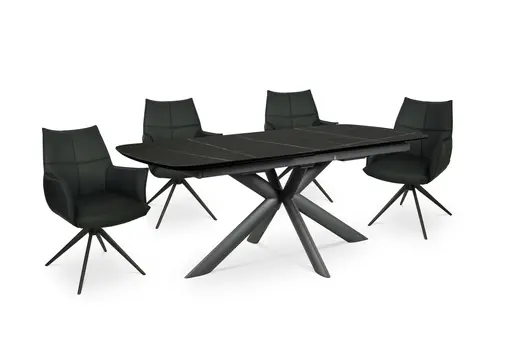 Esstisch MAXIE - ausziehbar, LB ca. 190x98 cm, Glaskeramik, Anthrazit Struktur