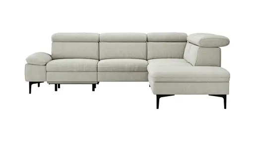 Ecksofa Felipa - 2,5-Sitzer mit Ecke rechts inkl. Armlehne verstellbar und Rückenlehne/Sitztiefe verstellbar (motorisch), Stoff, Natur