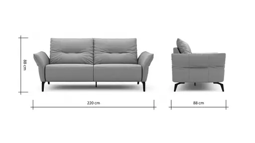 Sofa Bahia - 2-Sitzer inkl. Armlehne verstellbar, Leder, Kurkuma