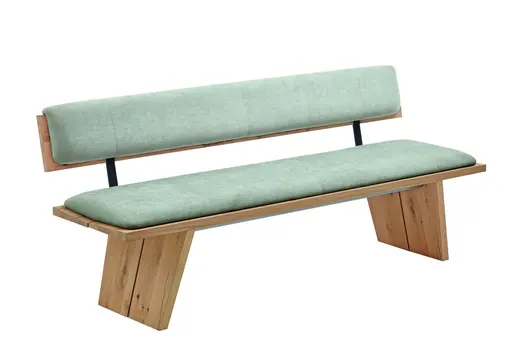 Polsterbank - Breite ca. 200 cm, Eiche massiv, Stoff, Jade