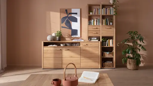 Wohnwand Elara - Eiche massiv, legno geölt