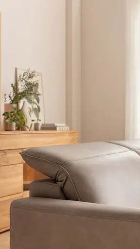 Sofa Tulsa KV - 2,5-Sitzer, inkl. Relaxfunktion und Kopfteilverstellung (motorisch), Leder, Graubeige