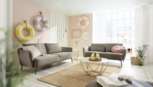 Sofa CARLLOTA - 3-Sitzer, Stoff, Silbergrau