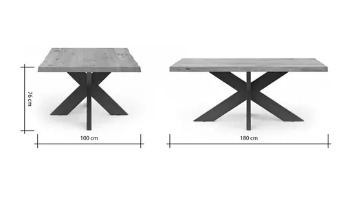 Esstisch Clifton - LB ca. 180x100 cm, Wildeiche massiv