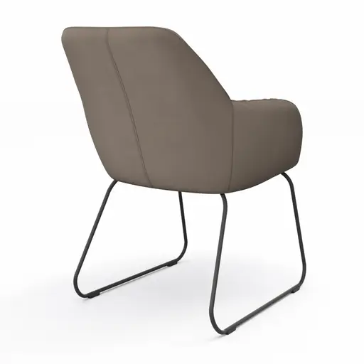 Armlehnstuhl Noli - Leder, Taupe, Kufe