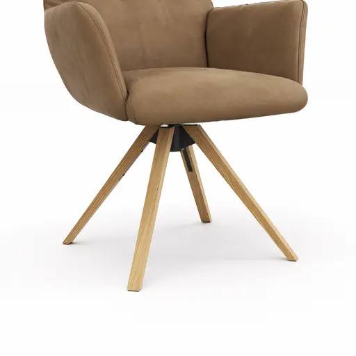 Armlehnstuhl Nashville - drehbar, Leder, Braun