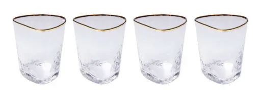 Wasserglas- D ca. 9 cm, Glas, Transparent, Goldfarben