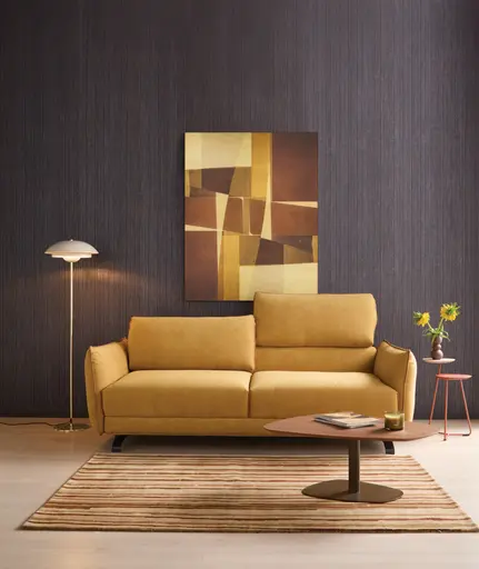Sofa Fiolina - 3-Sitzer inkl. Schlaffunktion, Stoff, Senfgelb