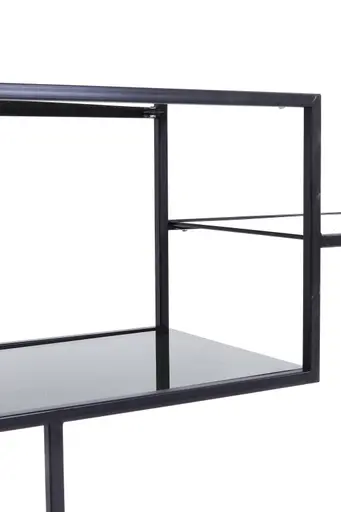 Regal- B ca. 115 cm, Stahl, pulverbeschichtet, Schwarz, Glas, Schwarz