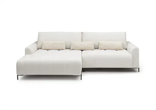 Ecksofa - Longchair links mit 2-Sitzer, Sitztiefe verstellbar motorisch, Stoff, Creme
