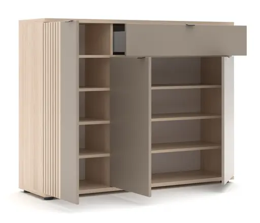 Garderobe - mit Beleuchtung, Riva Eiche Nachbildung, Basalt