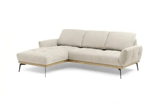 Ecksofa EDDIE - Ecke links, 2-Sitzer inkl. Rückenverstellungen, Stoff, Beige