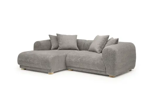 Ecksofa - Longchair links mit 2-Sitzer, Stoff, Beige