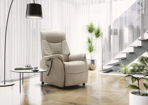 TV-Sessel MAILO - Aufstehhilfe, Relaxfunktion, Stoff, Grau-Beige