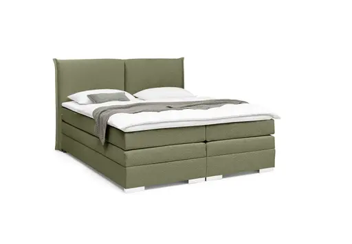 Boxspringbett SANDRIN L - Liegefläche ca. 200x200 cm, Stoff, Olivgrün