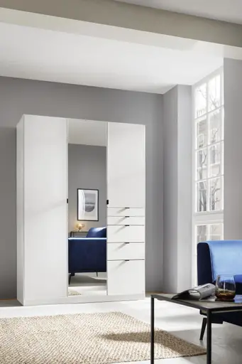 Drehtürenschrank ROVANO- B ca. 136 am, Weiß, Spiegel