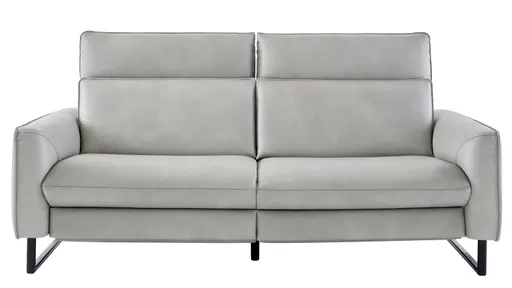 Sofa Avela - 3-Sitzer inkl. Kopfteil verstellbar, Leder, Steingrau