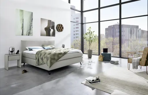 Polsterbett - Liegefläche ca. 180x200 cm, Stoff, Grau