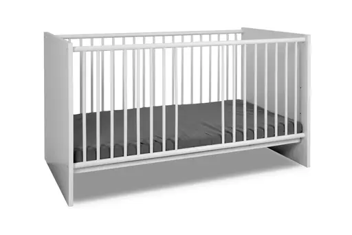 Babybett- Liegefläche ca. 70x140 cm, Weiß Matt, Höhenverstellbar