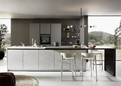 Inselküche 51.190 CO 3 520, Mattlack Achatgrau