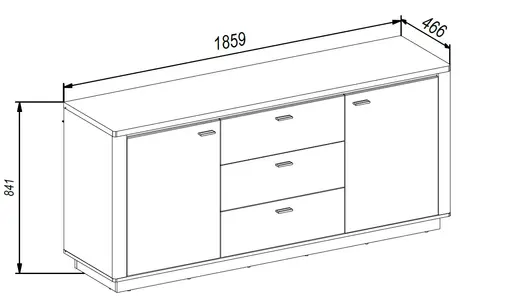 Sideboard - mit Beleuchtung, B ca. 186 cm, Eiche Nachbildung, Eiche dunkel Nachbildung