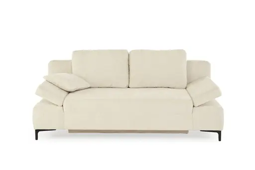 Sofa JEREMO - 2-Sitzer inkl. Schlaffunktion und Armlehnen verstellbar, Stoff, Creme