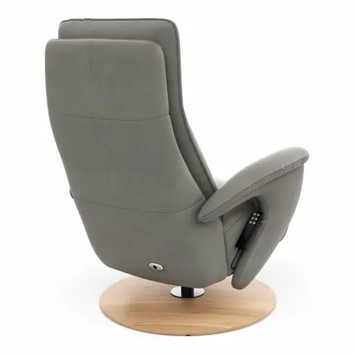 Sessel Tulsa Relax - Größe M, inkl. Fußteil/Rückenlehne verstellbar (motorisch), inkl. Kopfteilverstellung, Leder, Graubeige
