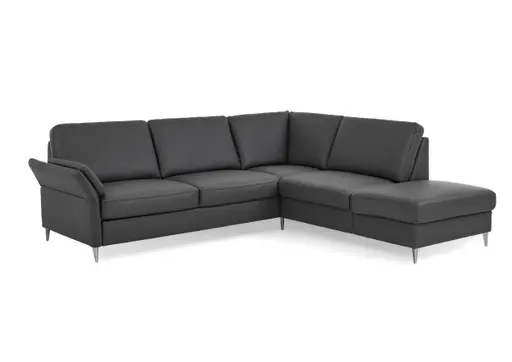 Ecksofa - 3-Sitzer mit Ecke rechts, Leder, Anthrazit
