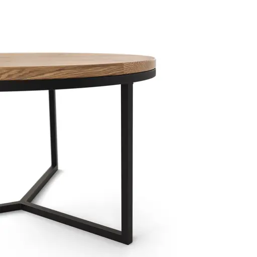 Couchtisch Joan 2- LBH ca. 58x58x33 cm, Asteiche massiv, Gestell schwarz