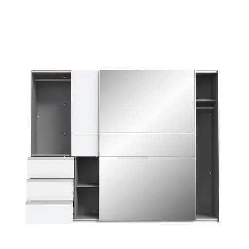 Schwebetürenschrank FJOLLA- B ca. 250 cm, Weiß, Spiegel